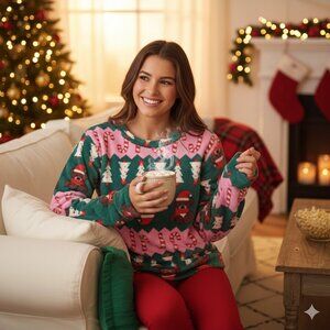 Plush Fuzzy Christmas Holiday Sweater Ugly Sweater Size XS